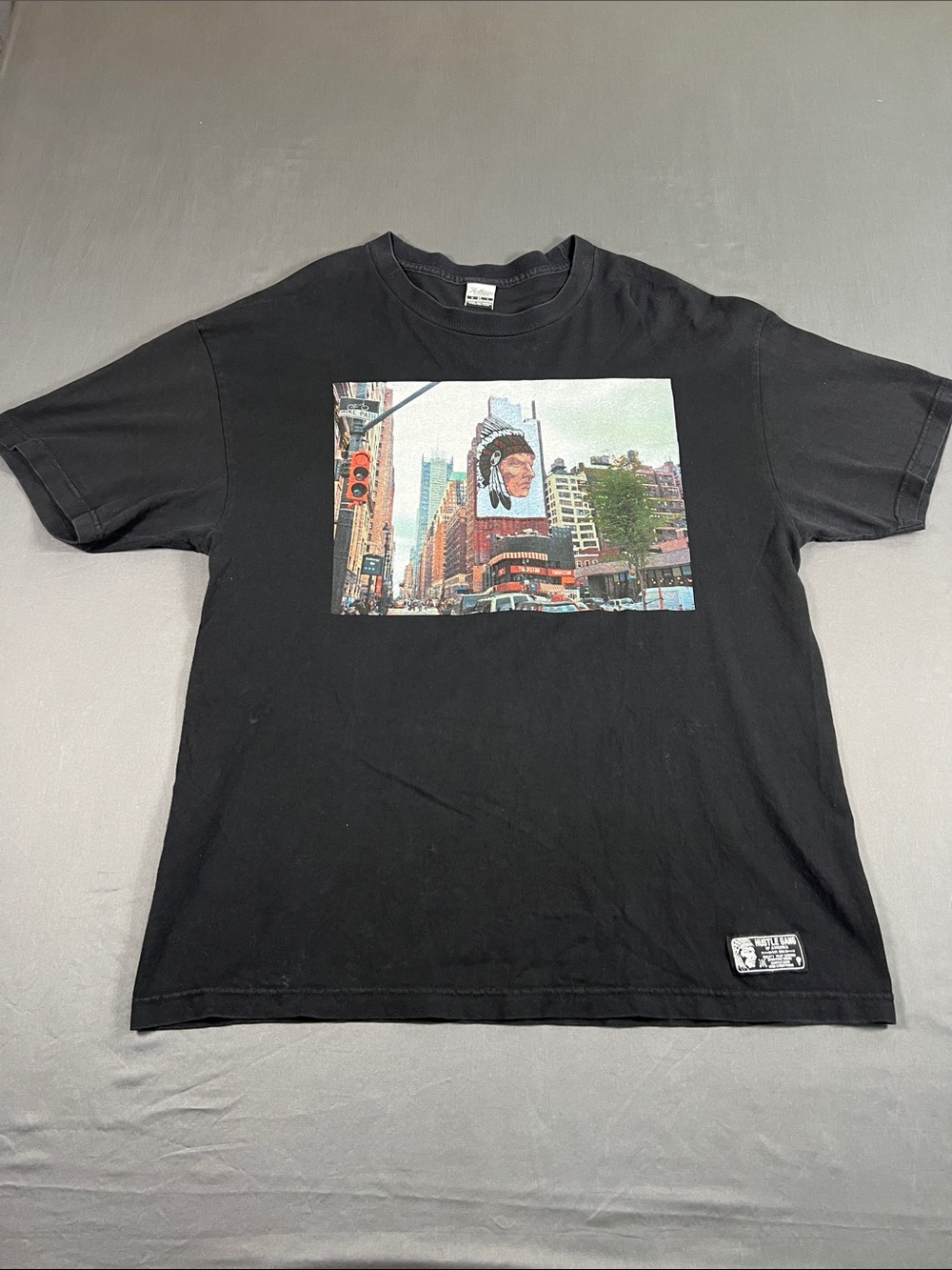 Hustle Gang Black Graphic Tee with Cityscape Print